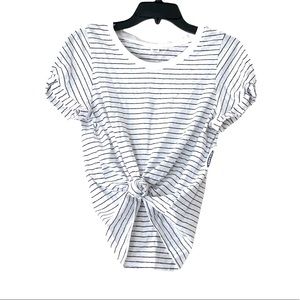 ⬇️⬇️ON twist sleeve black & white stripe cotton tee